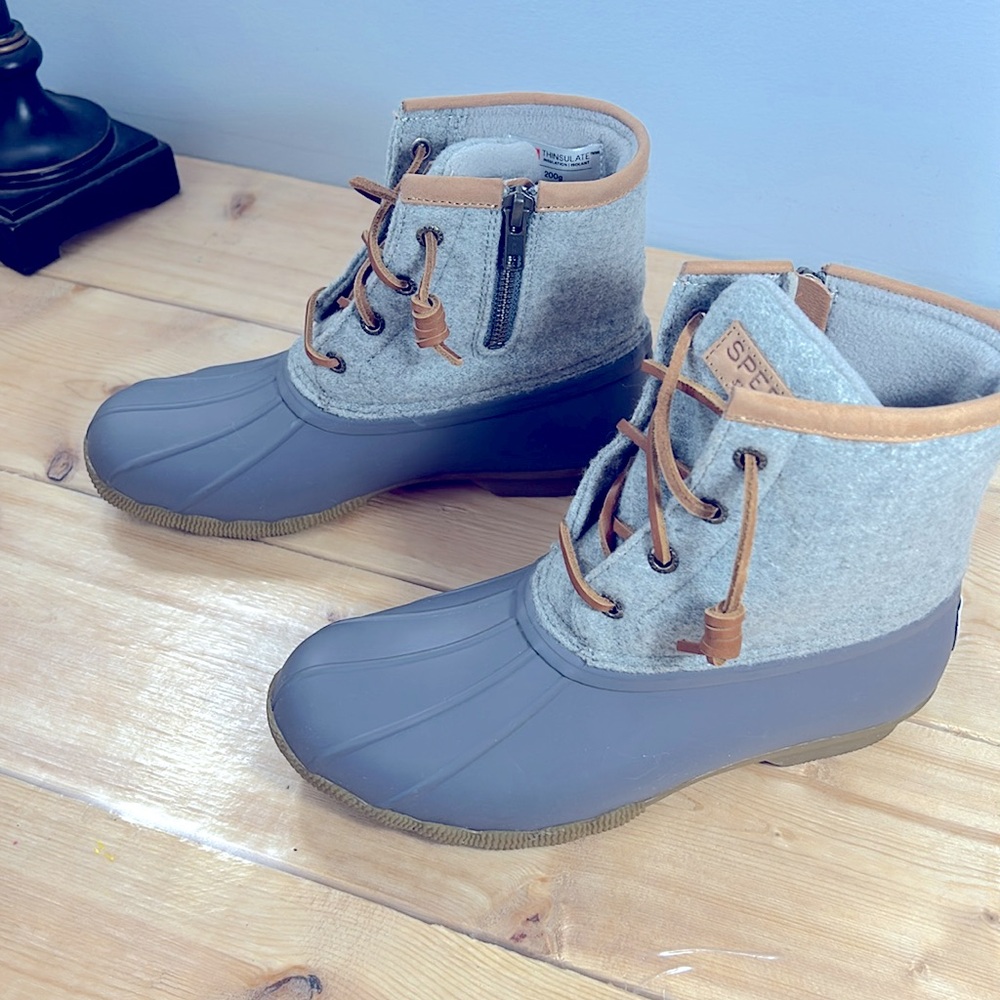 Sperry Gray Saltwater Wool Duck Boots Women’s 5.5 - Picture 7 of 14